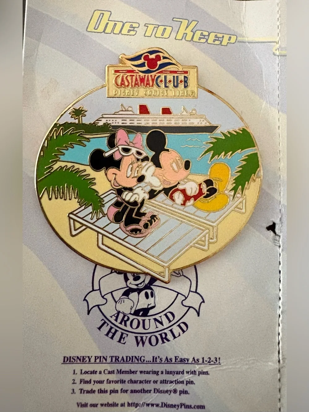 Disney Castaway Club Around the World Mickey & Minnie Pin Set - White/Black/Red